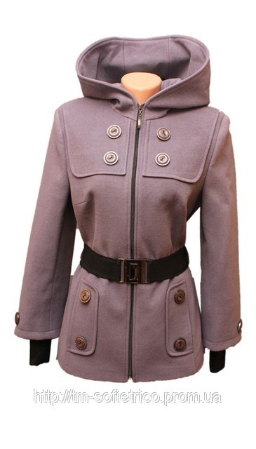 Пальто женское с капюшоном на эластичном поясе - фото 1 - id-p41098