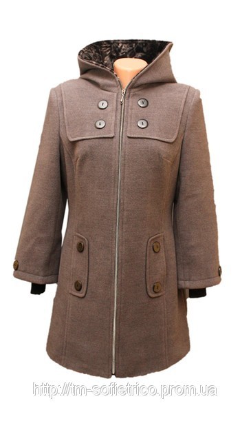 Пальто женское с капюшоном серое - фото 1 - id-p41097