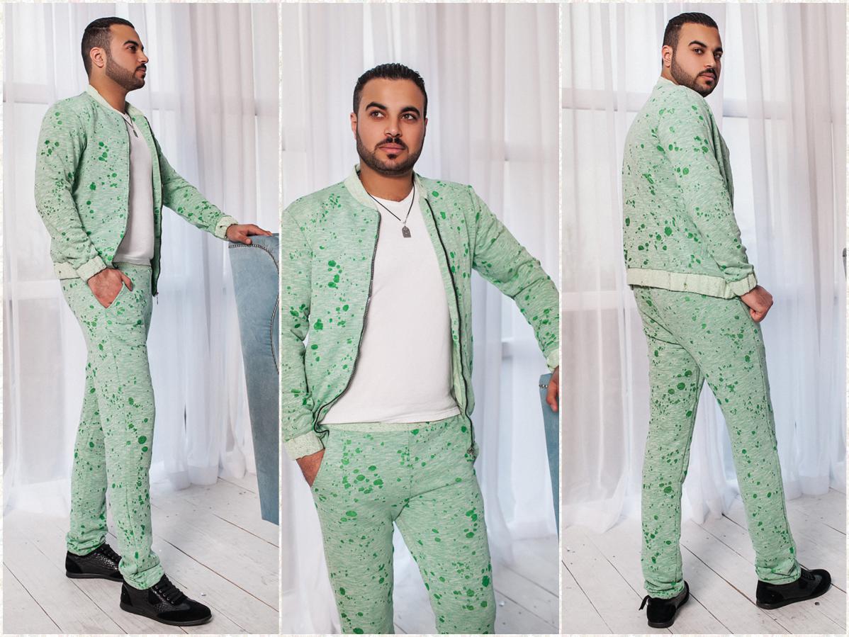 Оригинальный модный эксклюзивный мужской костюм: кофта бомбер и штаны в пятнистый принт - фото 1 - id-p5980841