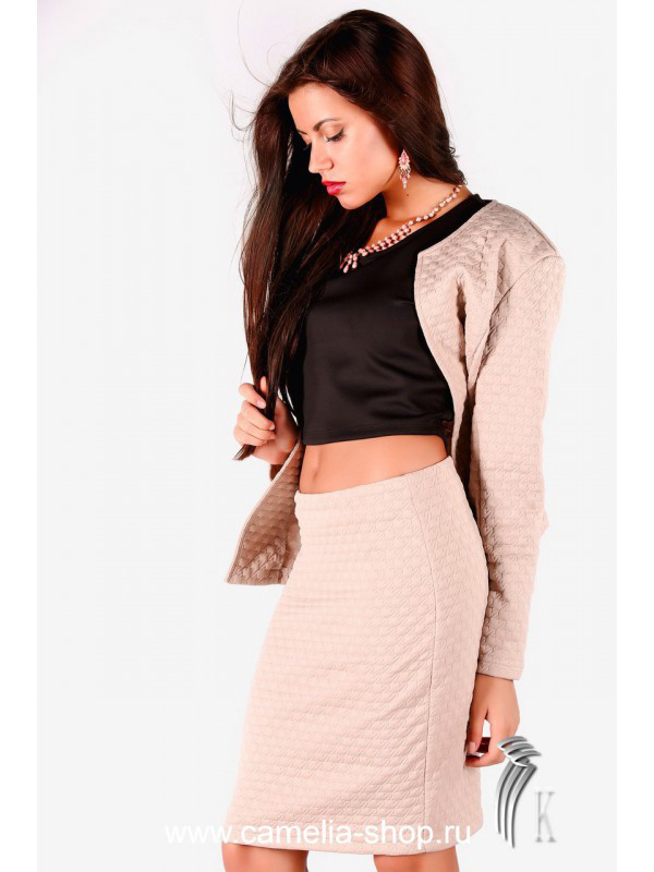 Костюм двойка пиджак и юбка, трикотаж 3D в гусинную лапку - фото 1 - id-p5537526