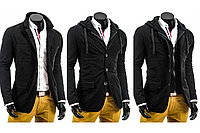 Теплая мужская куртка трансформер 2 в 1 пиджак и куртка с капюшоном
