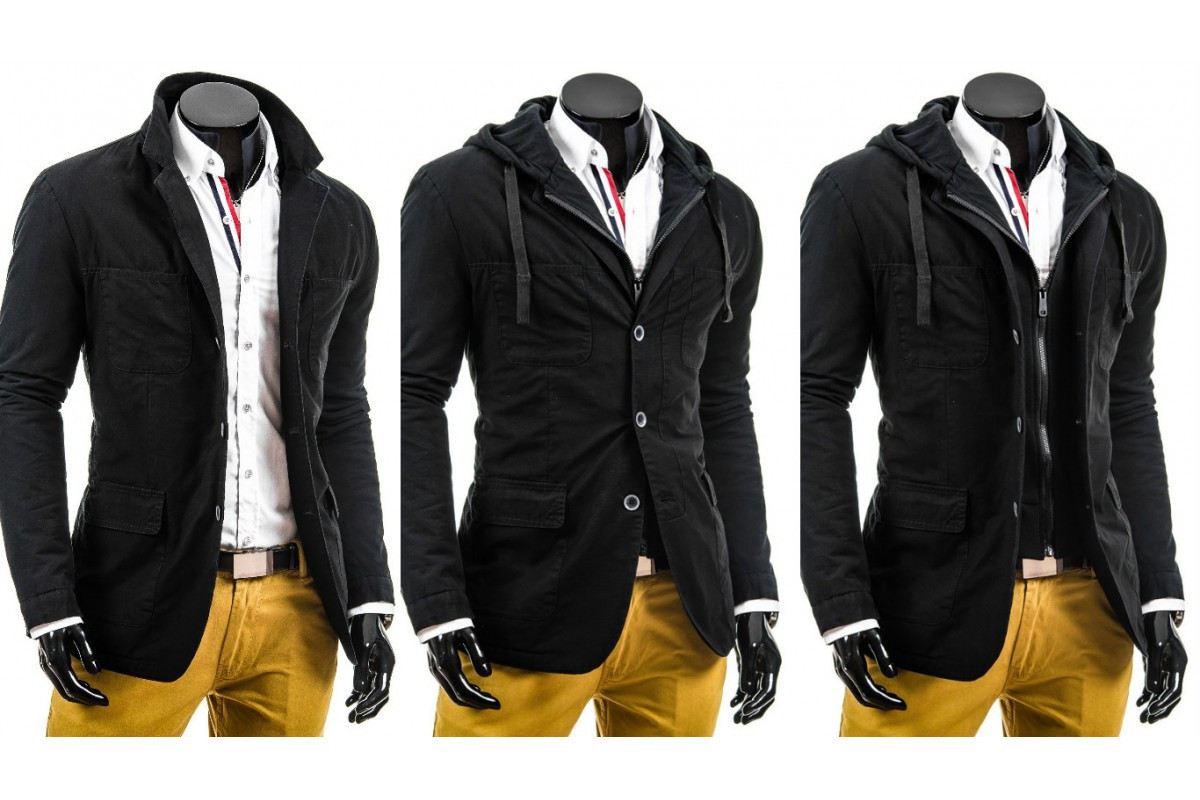 Теплая мужская куртка трансформер 2 в 1 пиджак и куртка с капюшоном - фото 1 - id-p5988009