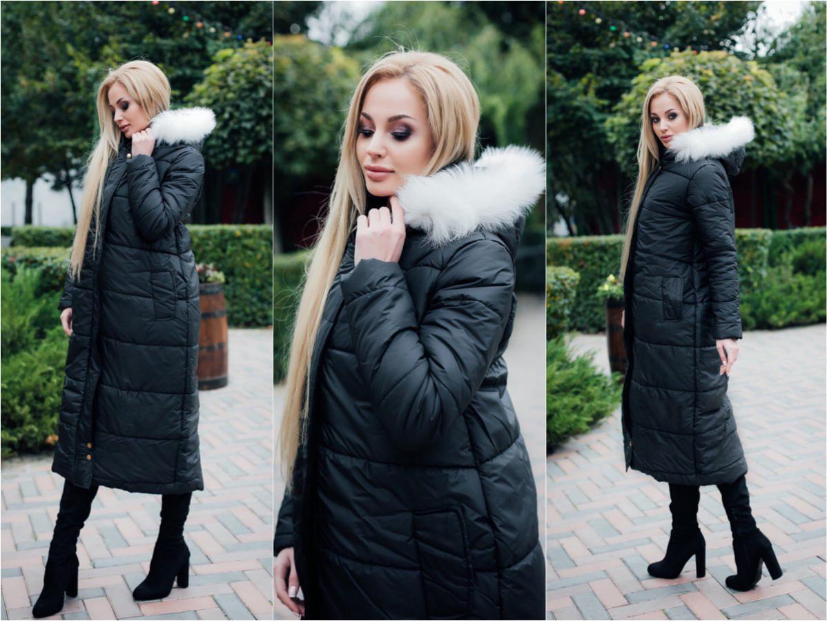 Удлиненное пальто женское на синтепоне зимнее