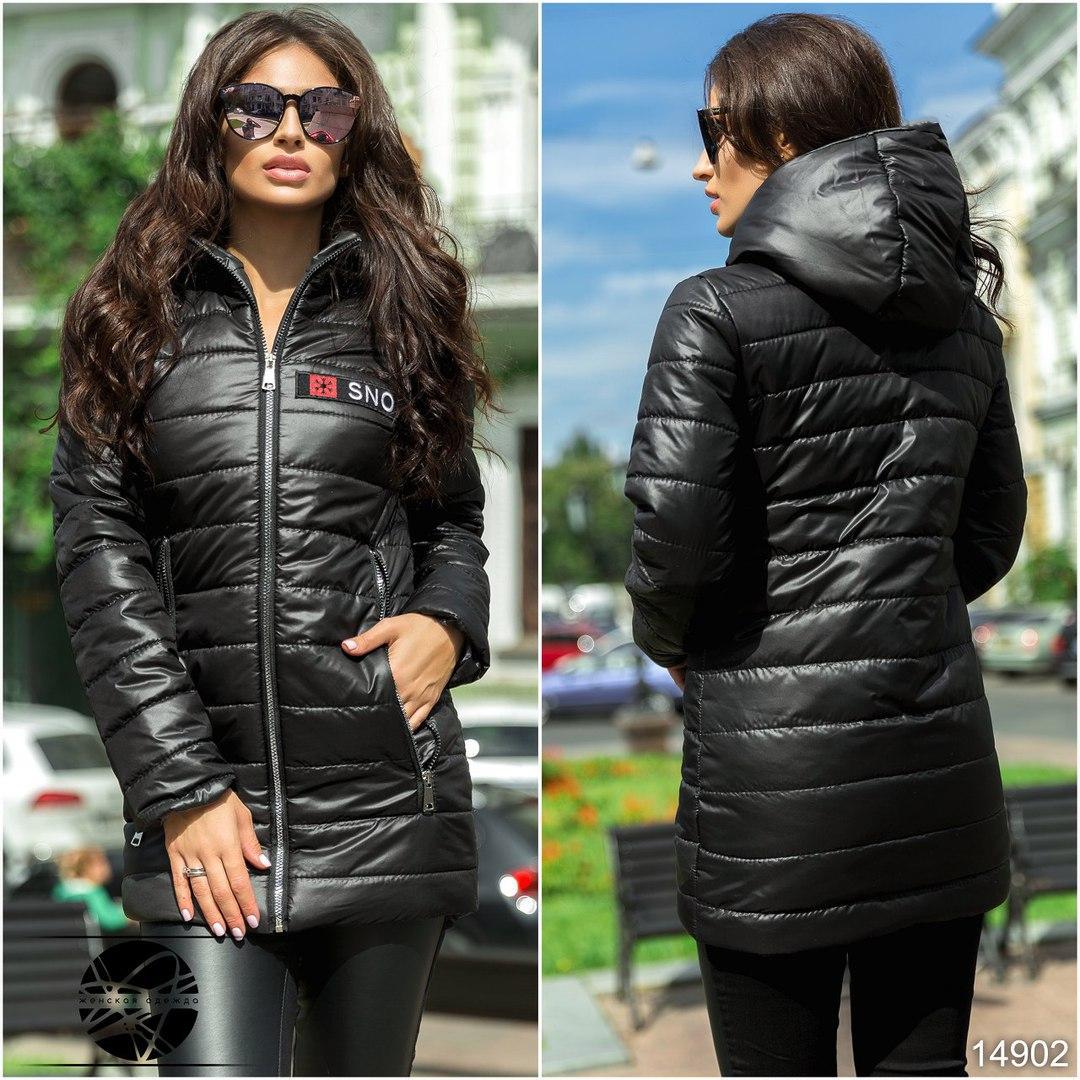 Черная удлиненная куртка женская
