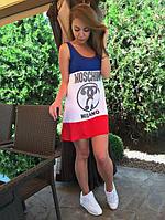 Спортивное легкое трехцветное платье, реплика Moschino