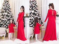 Красивое платье с воротничком для девочки, серия мама и дочка