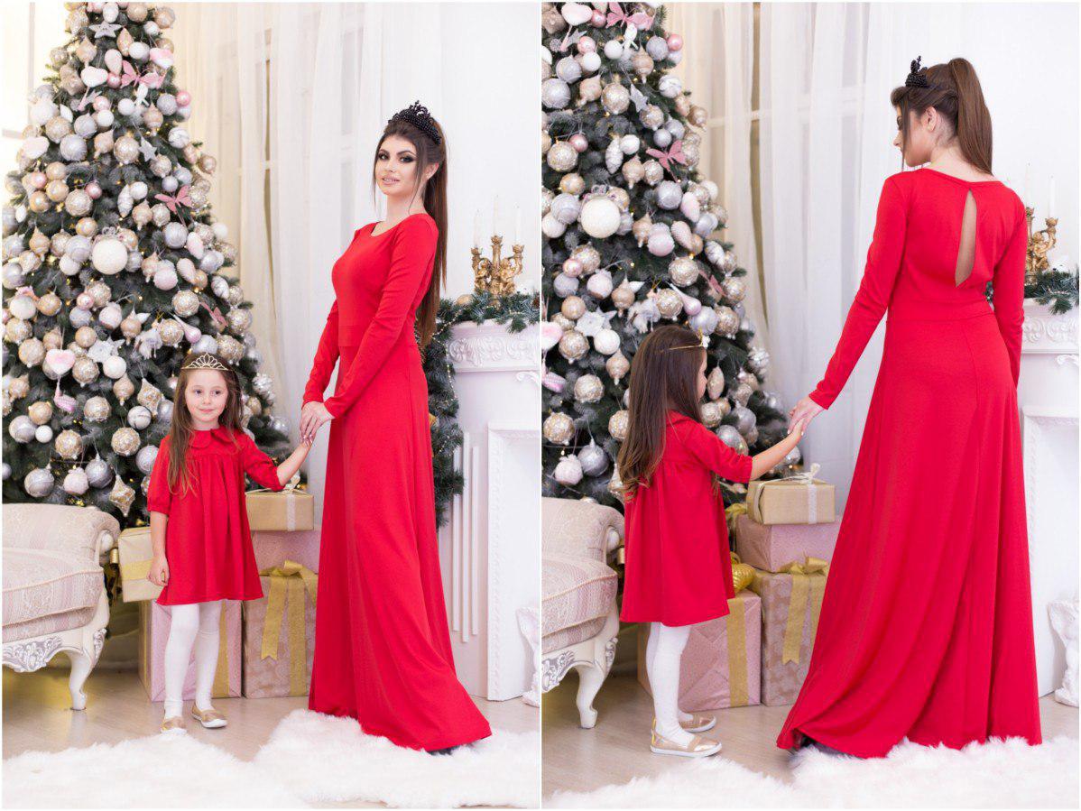 Красивое платье с воротничком для девочки, серия мама и дочка - фото 1 - id-p5537903