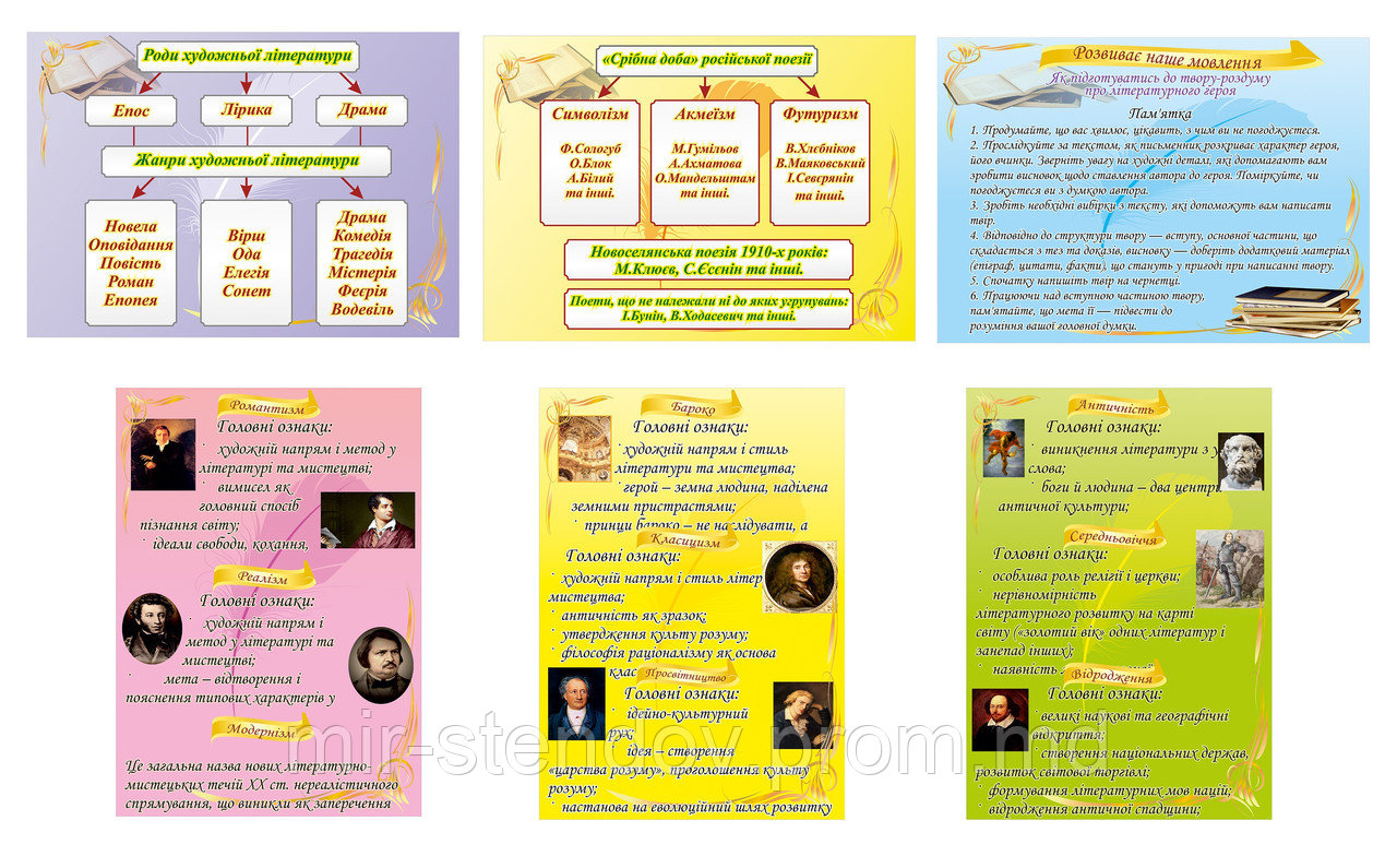 Картонные плакаты по Литературе, фото 1