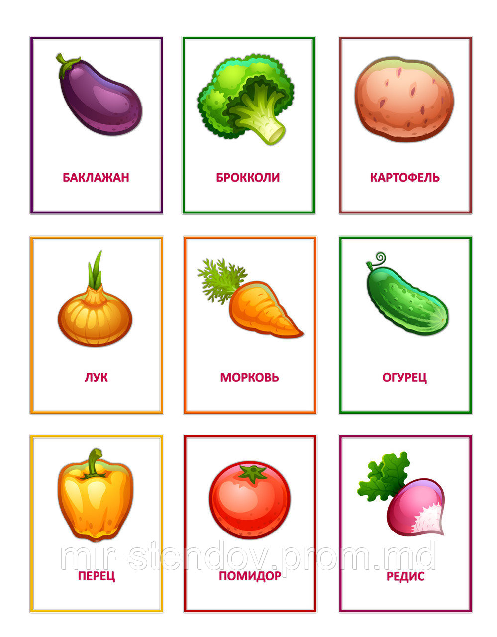 Комплект карточек для наглядности Овощи Плотная бумага, 20х30 см - фото 1 - id-p5993130