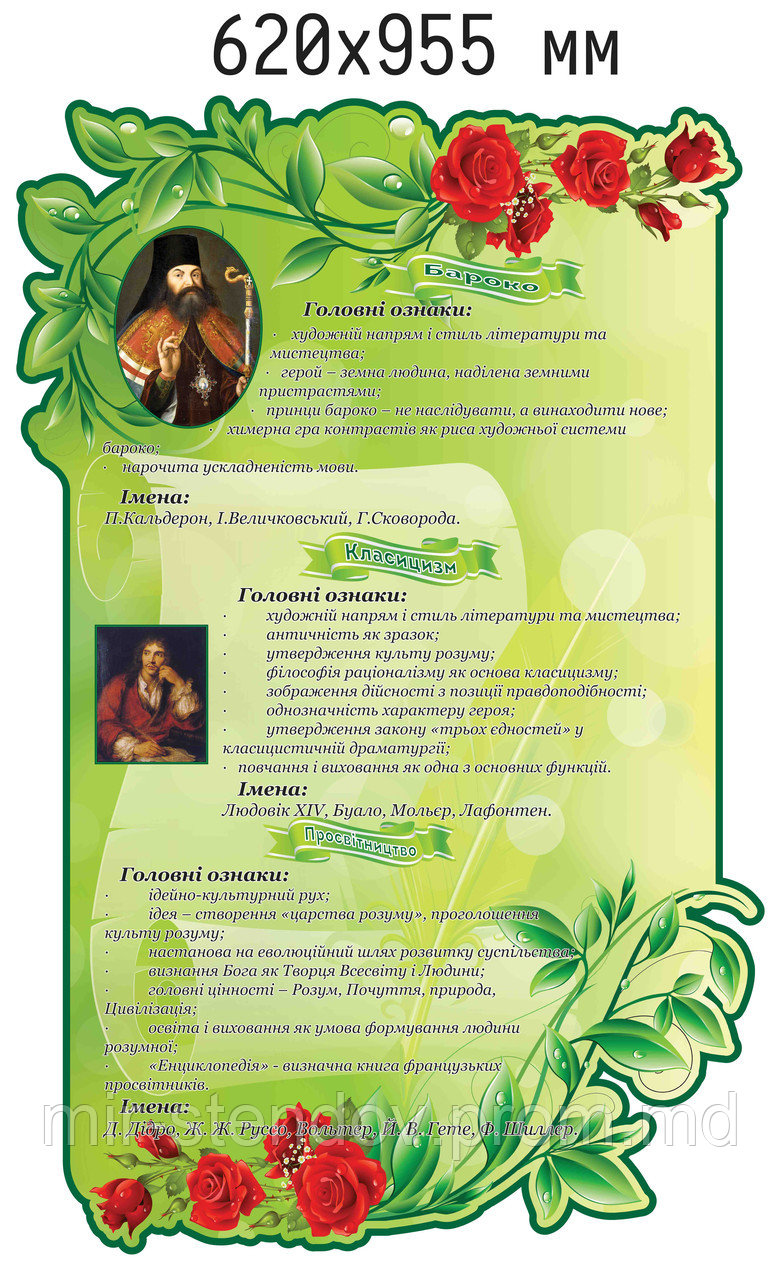 Барокко, классицизм. Стенд для кабинета зарубежной литературы, фото 1