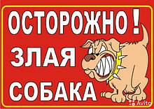Наклейка Осторожно, злая собака
