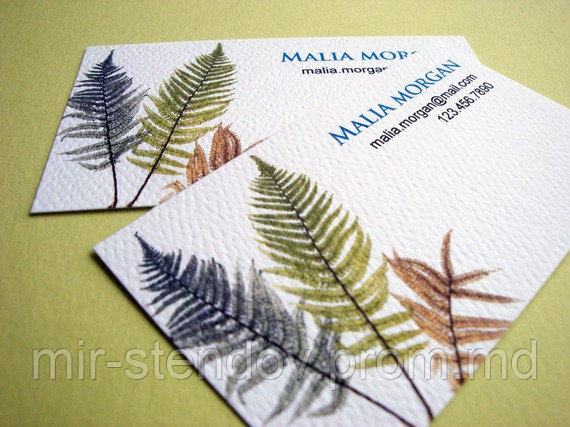 Визитка из плотной бумаги с тиснением Лён, фото 1