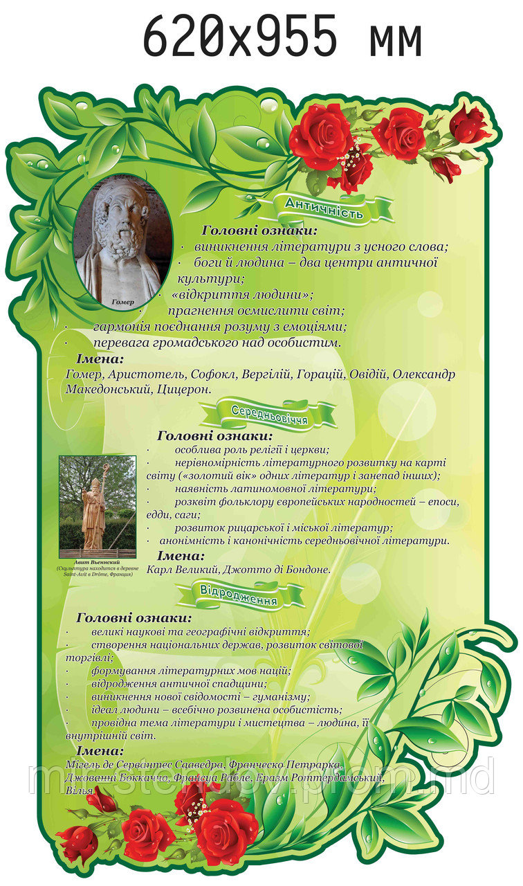 Античность, средневековье, возрождение. Стенд для кабинета зарубежной литературы, фото 1