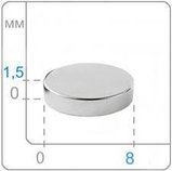 Магнит неодимовый шайба 8х1.5 мм, фото 3