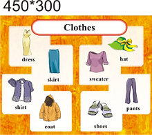 Сlothing. Стенд для кабинета английского языка.