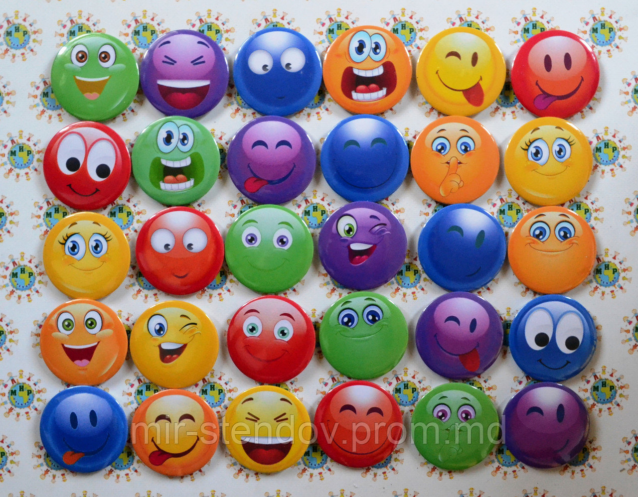 Значки Смайлики разноцветные, фото 1
