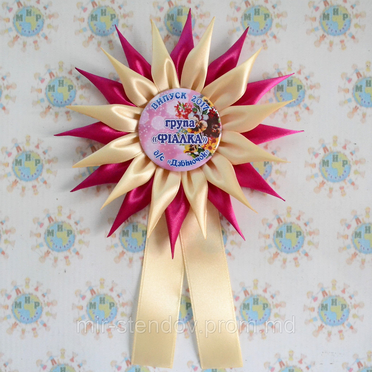 Значки с розетками Пион и хвостиками, фото 1