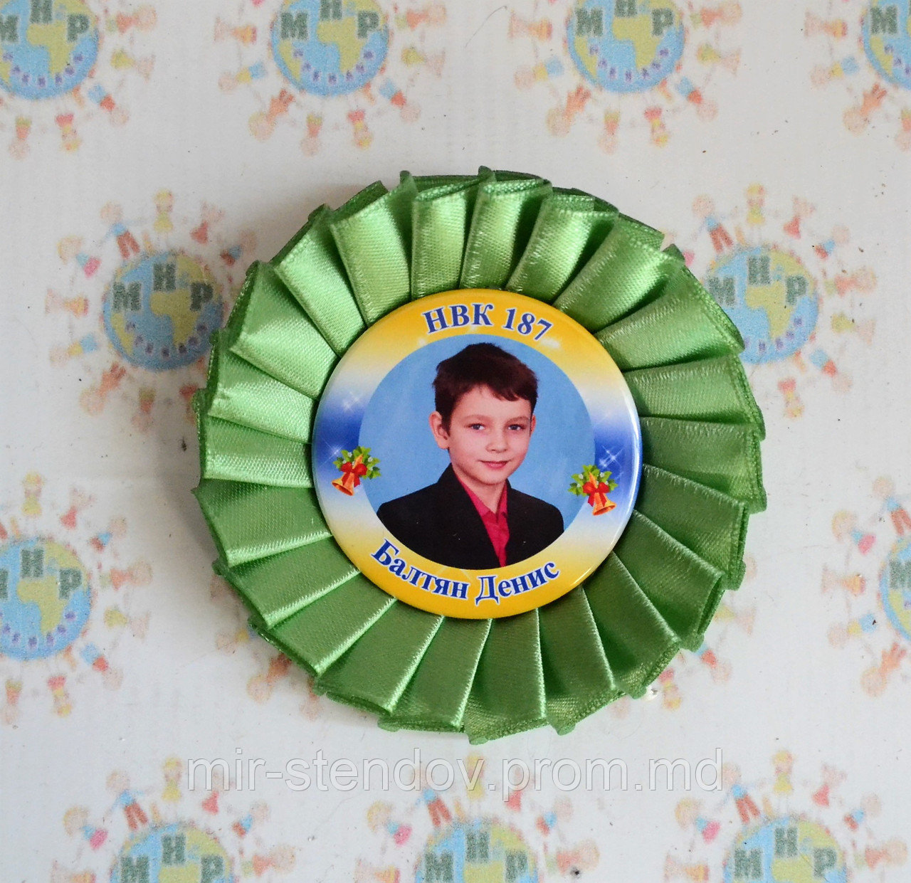 Значок Выпускник с розеткой. Оливковый, фото 1