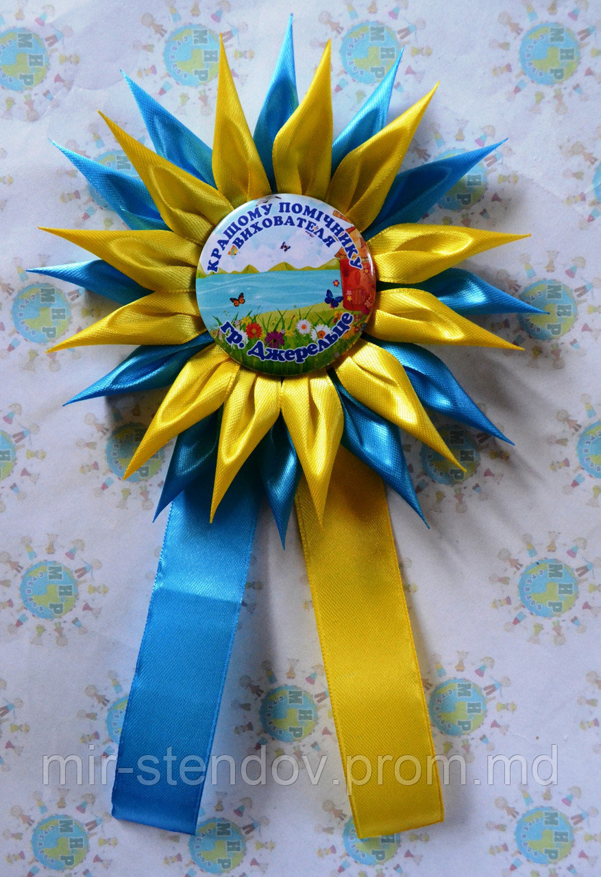 Значок Джерельце с розеткой Астра и ленточками, фото 1