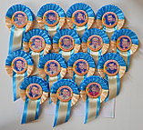 Значок Выпускник с фотографией и розеткой Бежево-голубая, фото 2