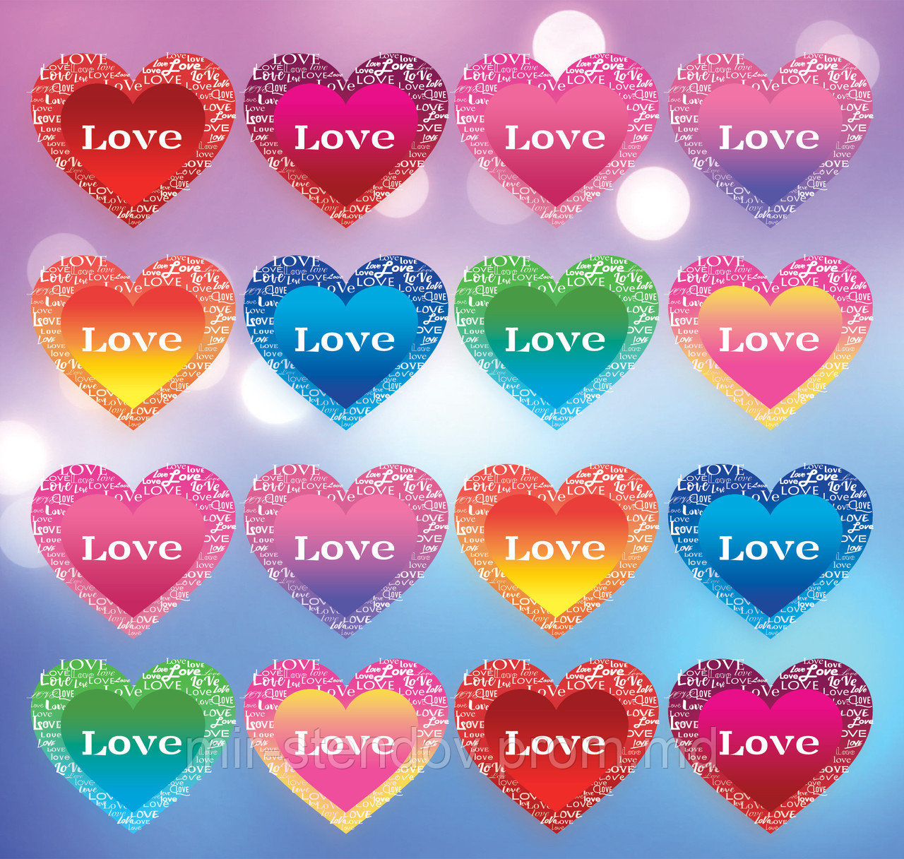 Сердечки! Набор наклеек ко дню святого Валентина, фото 1