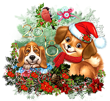 Наклейка новогодняя Собачки