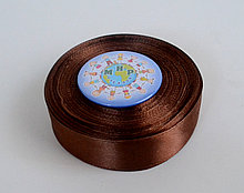 Лента атласная 25 мм Коричневая 8134