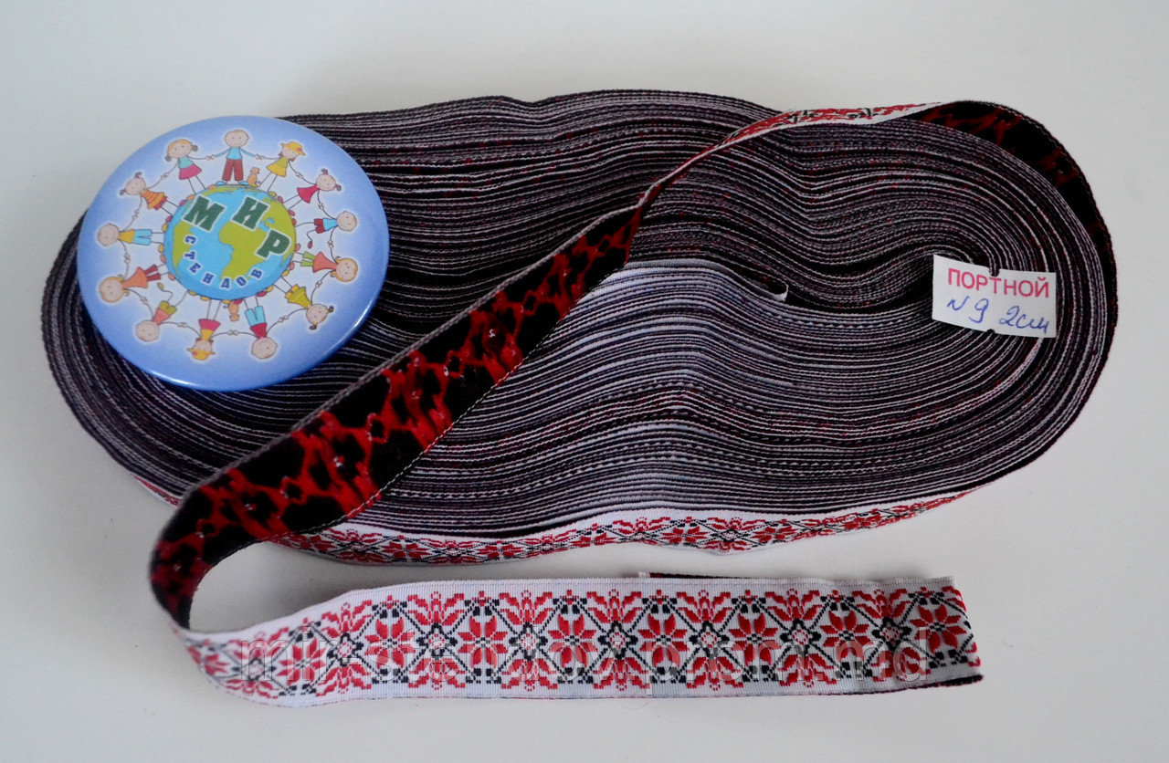 Лента Орнамент Красно-белая 20 мм, фото 1