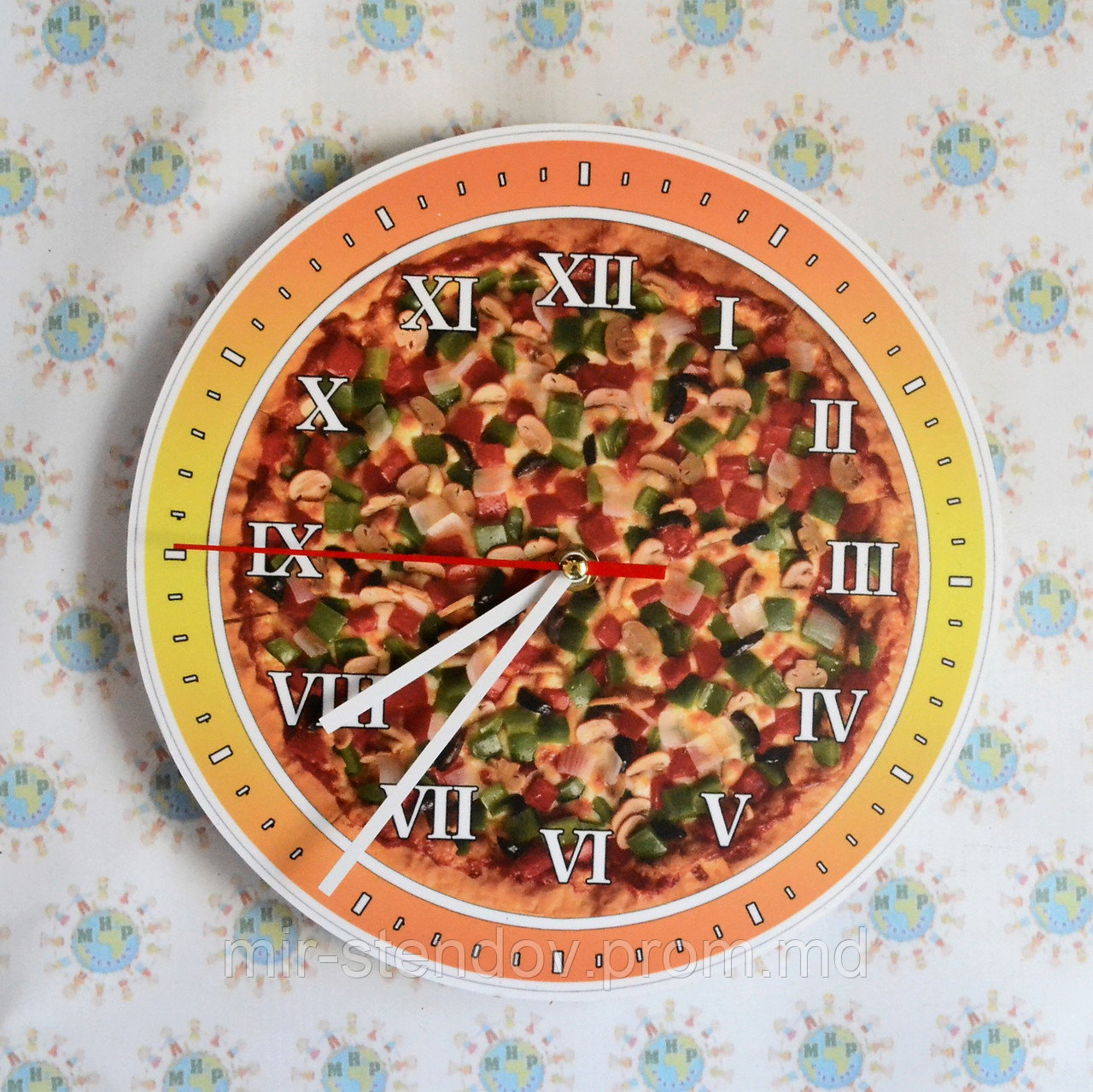 Часы настенные Пицца овощная 40 см - фото 1 - id-p5995259