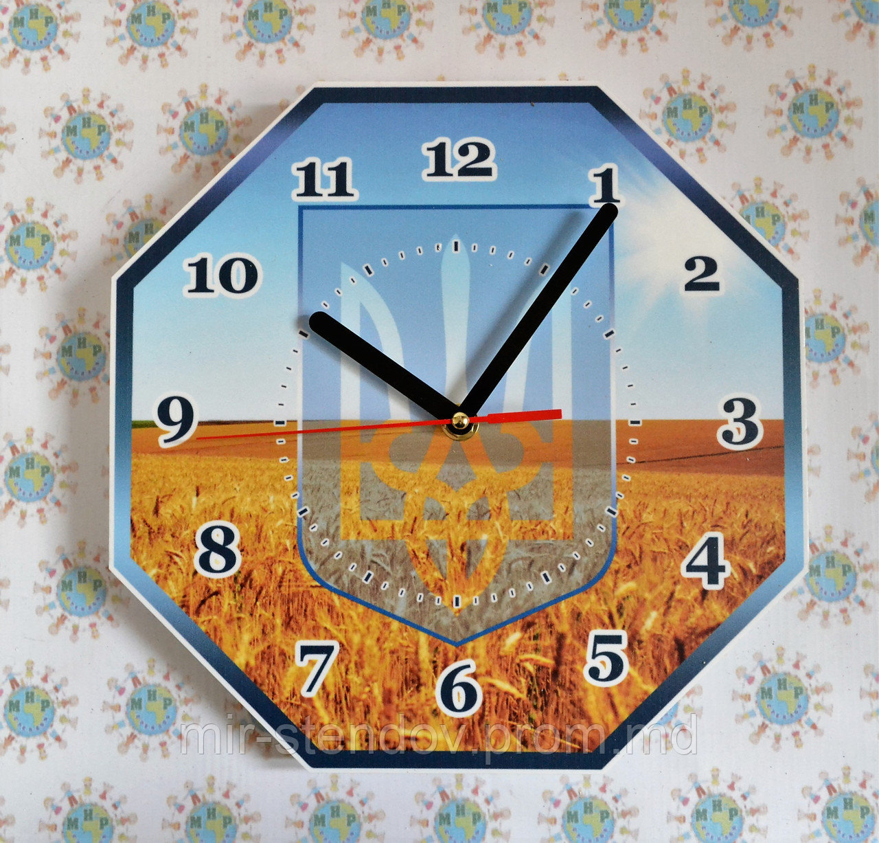 Настенные часы с гербом Украины Поле 25х25 см - фото 1 - id-p5995291