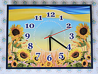 Часы настенные в украинском стиле Подсолнухи
