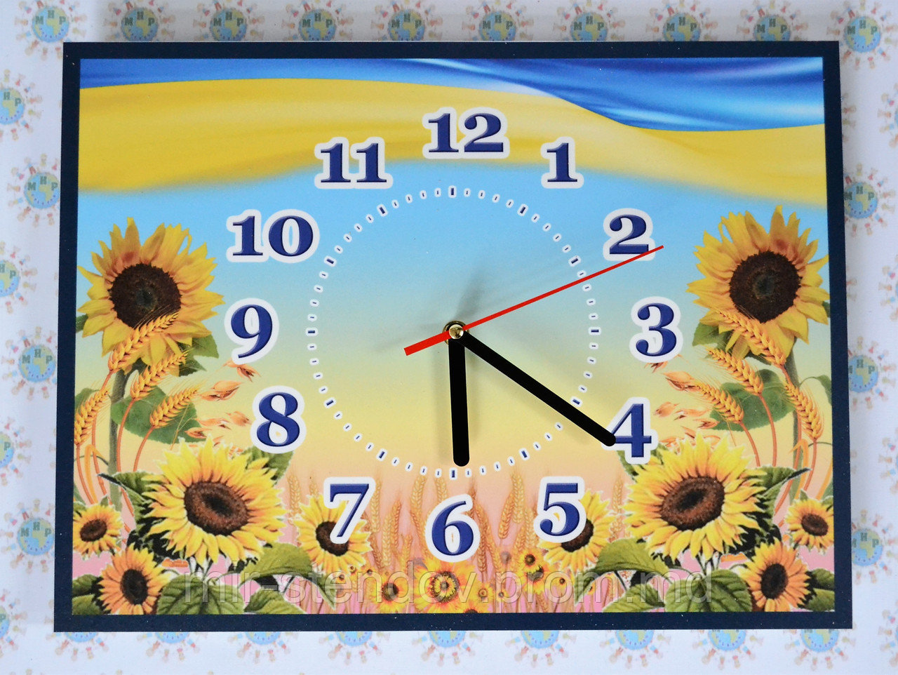 Часы настенные в украинском стиле Подсолнухи - фото 1 - id-p5995301