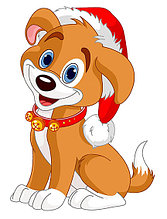 Наклейка новогодняя Щенок