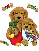 Наклейка новогодняя Щеночки