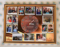 Часы Настенные с вашими фотографиями на подарок (Коллаж). Прямоугольные