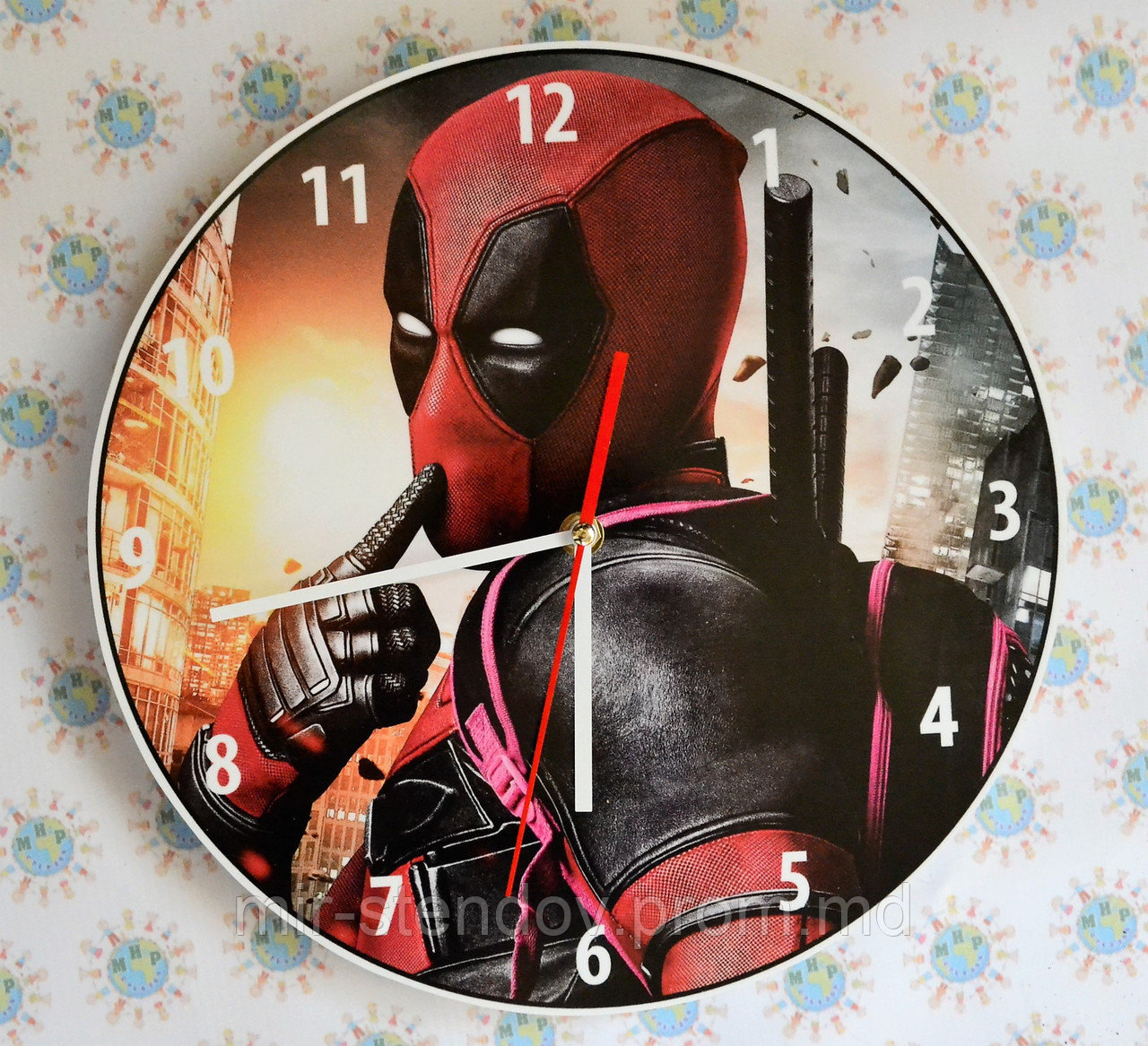 Часы настенные Deadpool 2 40 см - фото 1 - id-p5996076