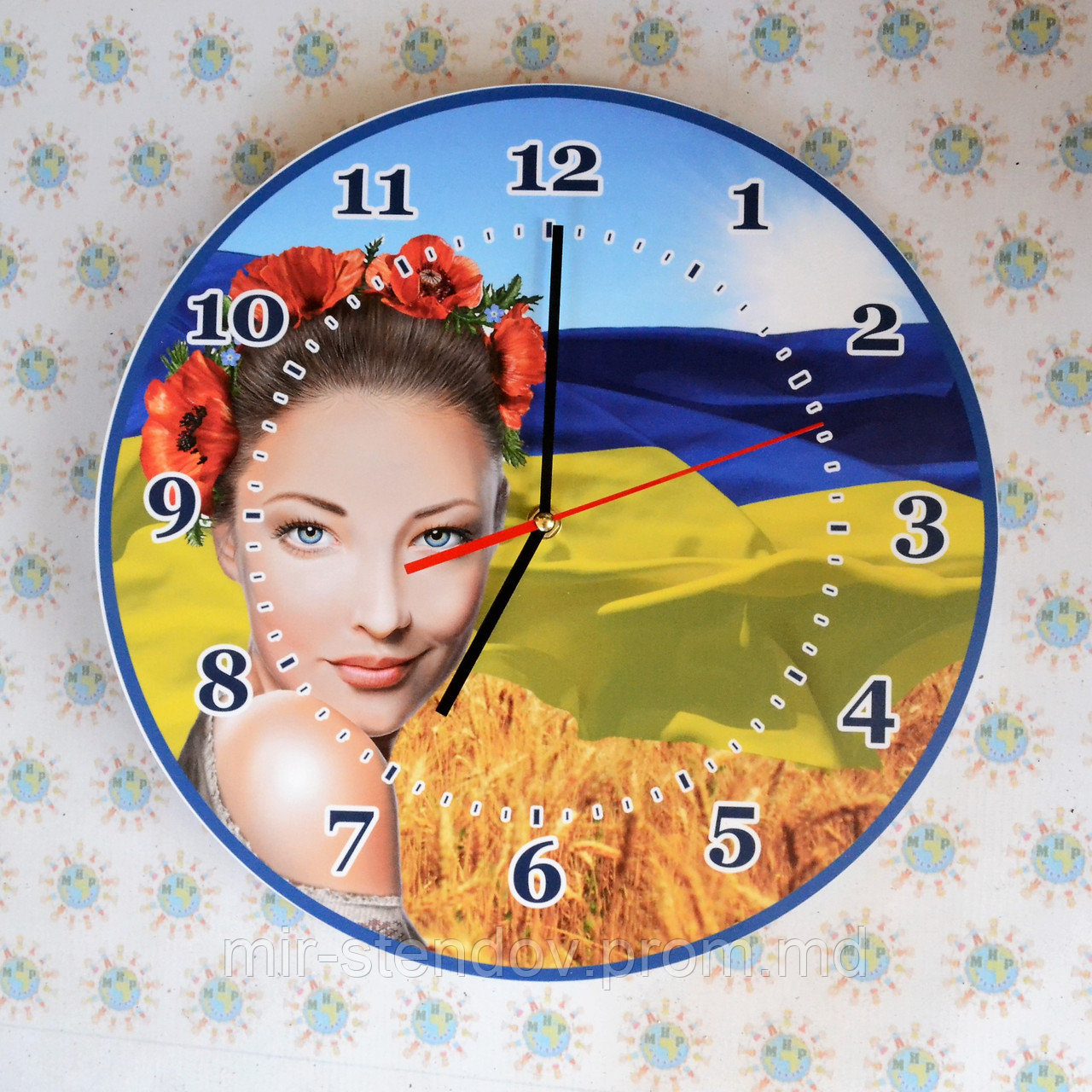 Настенные часы с гербом Украины Поле круглые 40х40 см - фото 1 - id-p5996272