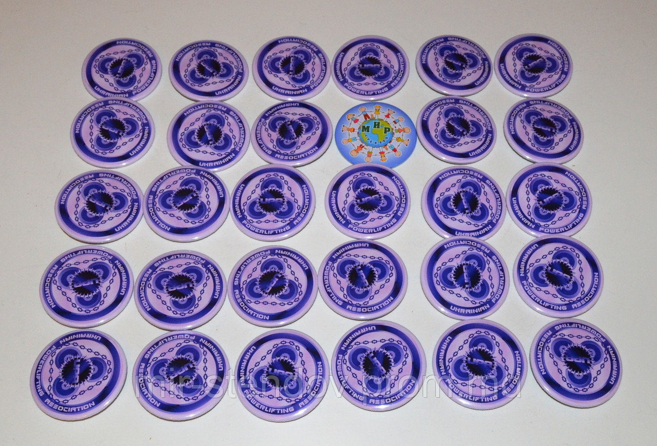 Значок с логотипом команды по пауэрлифтингу Фиолетовый 58 мм - фото 1 - id-p5996732