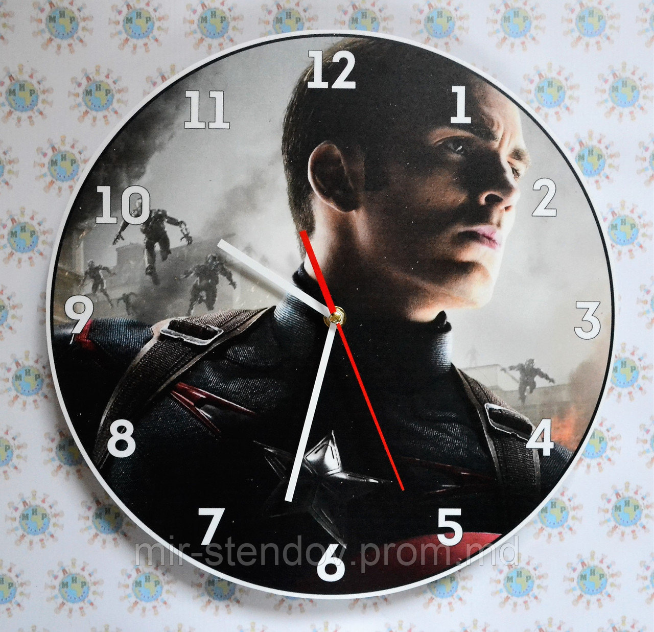 Настенные часы Капитан Америка. Вторжение роботов, фото 1