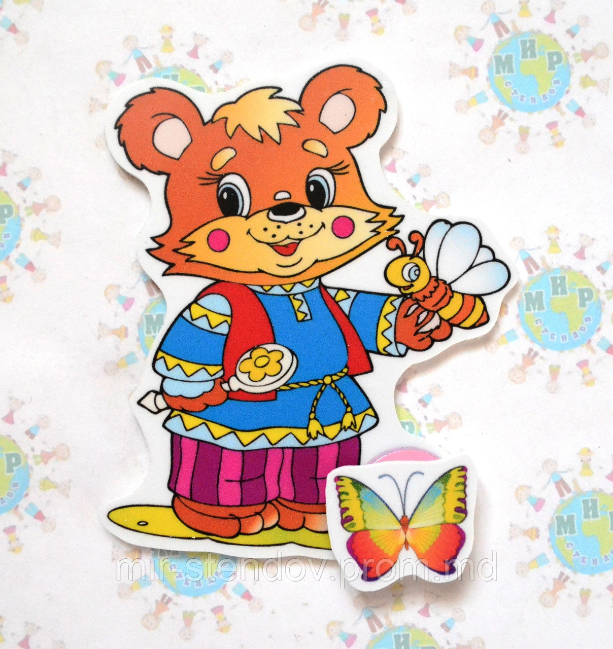 Магнитный стенд для крепления рисунка Медведь и пчелка, фото 1