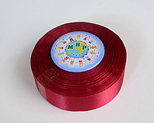 Лента атласная 25 мм Бордовая 8057