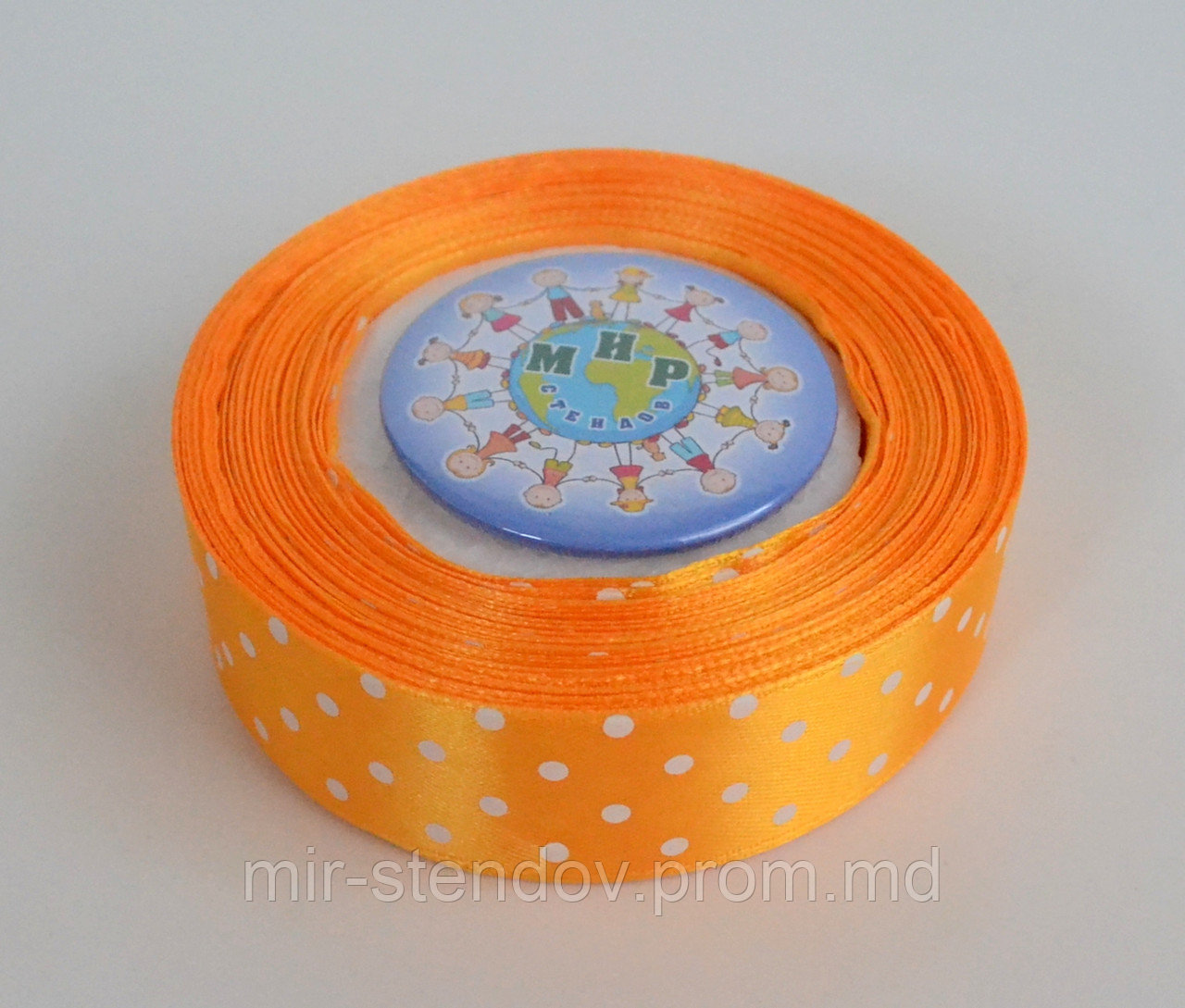 Лента атласная 25 мм Горох Жёлтая, фото 1