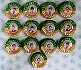 Значок Выпускник с фотографией и розеткой Зелёно-бежевой, фото 2