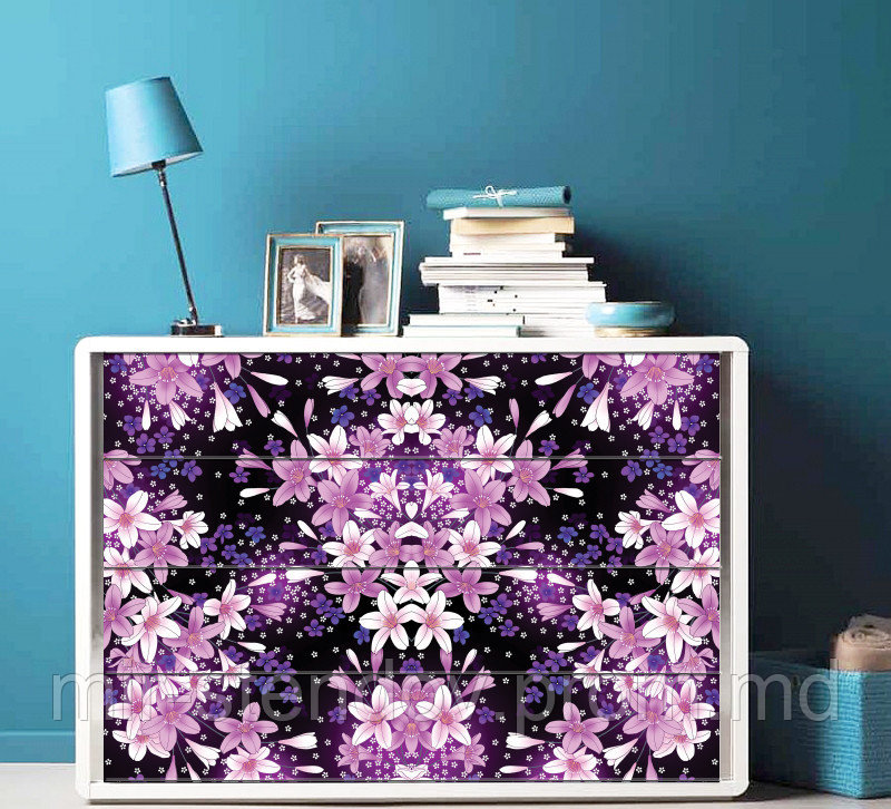 Наклейка на комод Фиолетовые цветы - фото 1 - id-p5998284