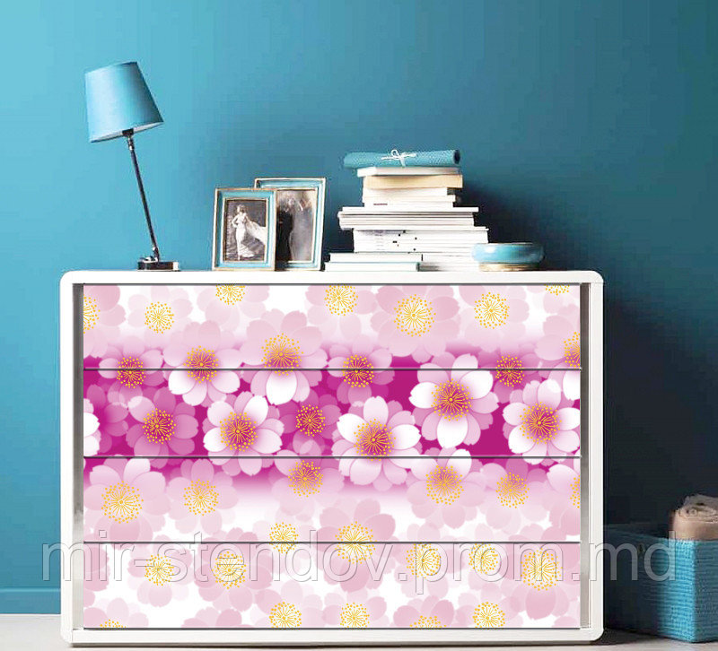 Наклейка на комод Розовые цветы, фото 1
