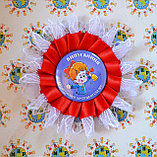 Значок с розеткой "Балерина" красно-белый, фото 3