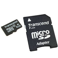 Transcend MicroSDHC 4GB Class 4 + SD адаптер
