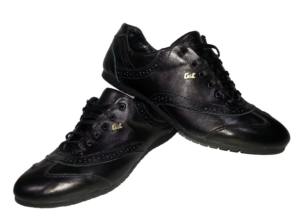 Кроссовки GT черные натуральная кожа на шнуровке - фото 1 - id-p7811177
