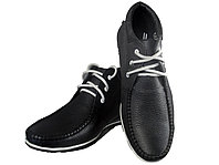 Ботинки мужские демисезонные натуральная кожа черные на шнуровке