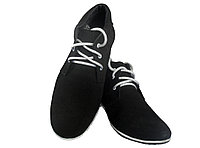Ботинки мужские демисезонные натуральная замша черные на шнуровке